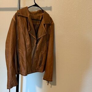 Max Studio 2X Tan Vegan (pleather) Leather Jacket